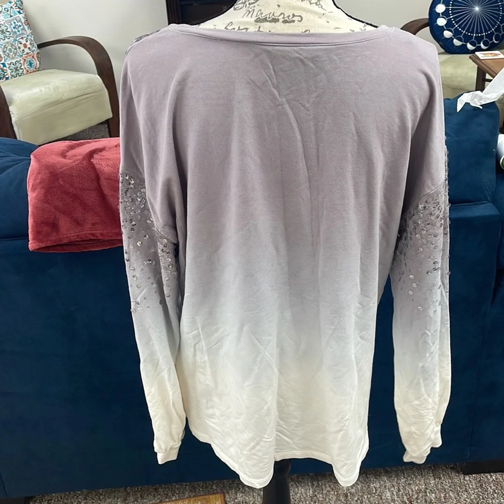 Sequin dusty purple ombré long sleeved top - Picture 3 of 4